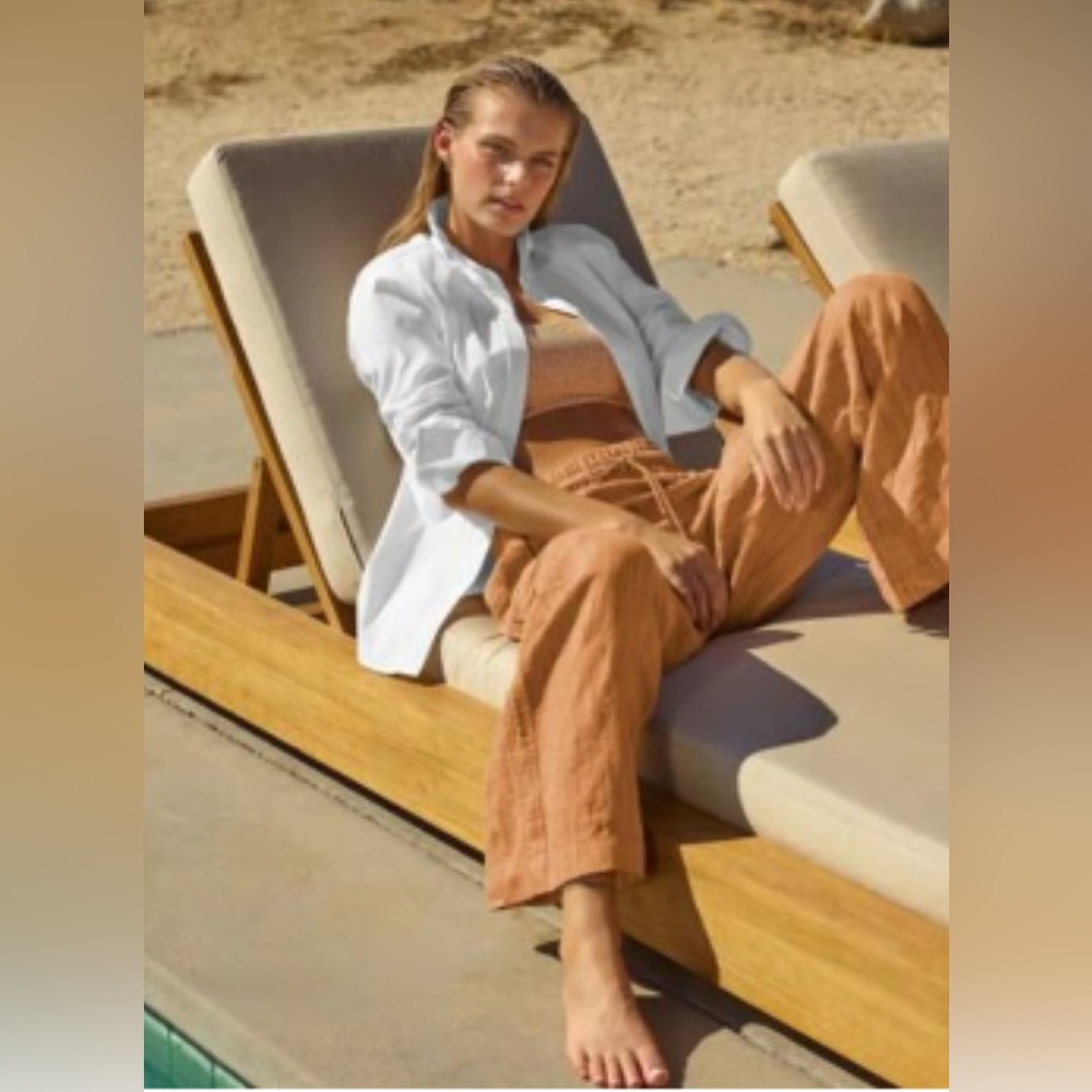 Plus size Cabo linen textured wide leg pant by Athleta